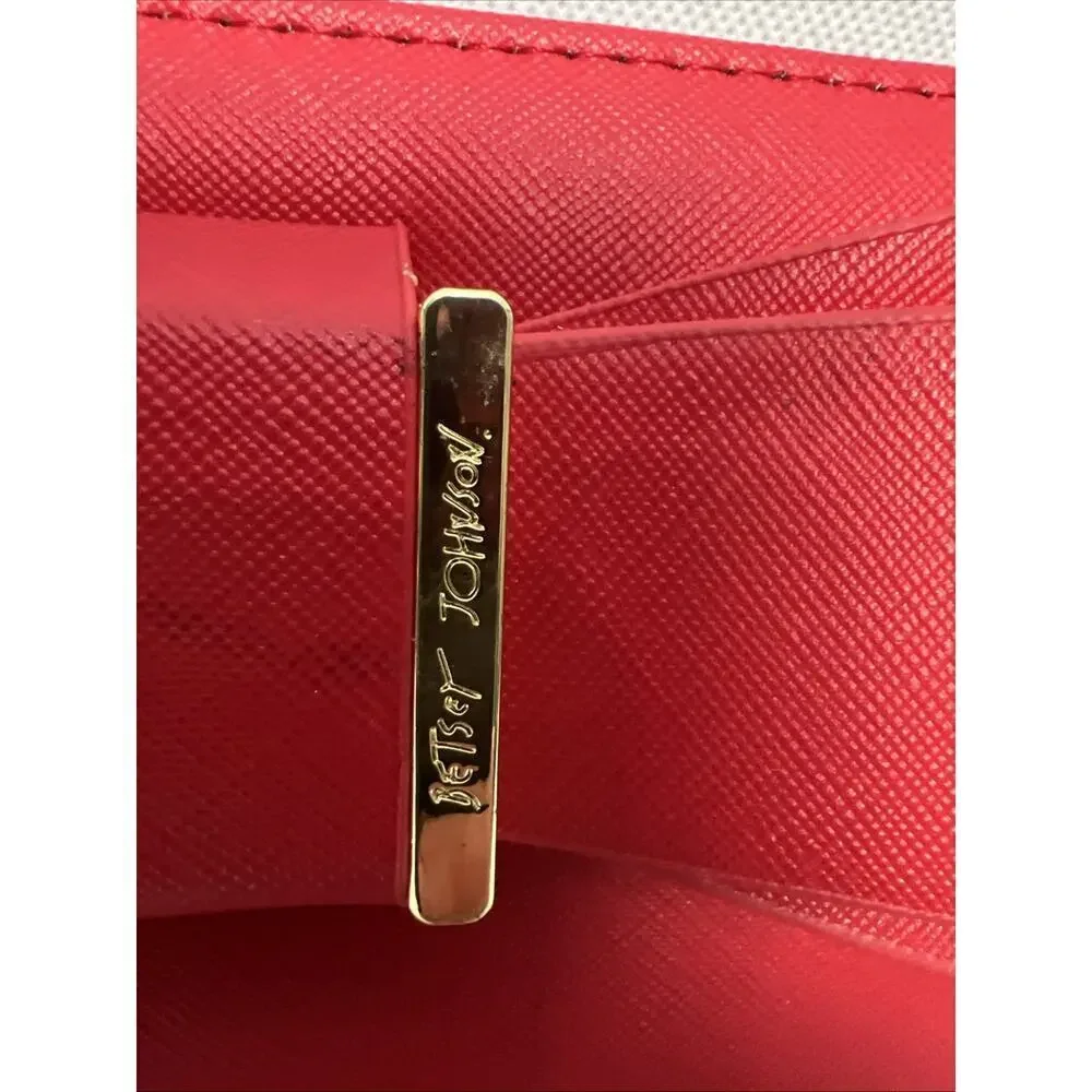Betsey Johnson red zip around wristlet strap with bow